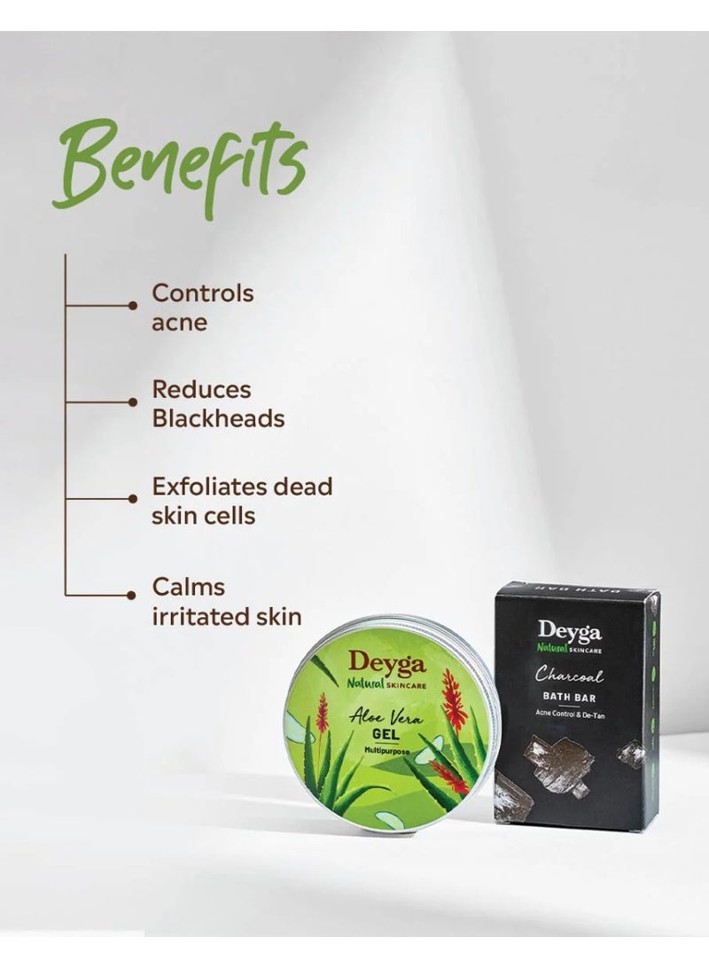 Deyga Acne Vanishing Combo | Charcoal Soap 125g + Aloe Vera Gel 100 ml + Tea Tree Toner 100ml | Fights Acne & Pimples | Controls Oil | Clear Skin Care - Image 2